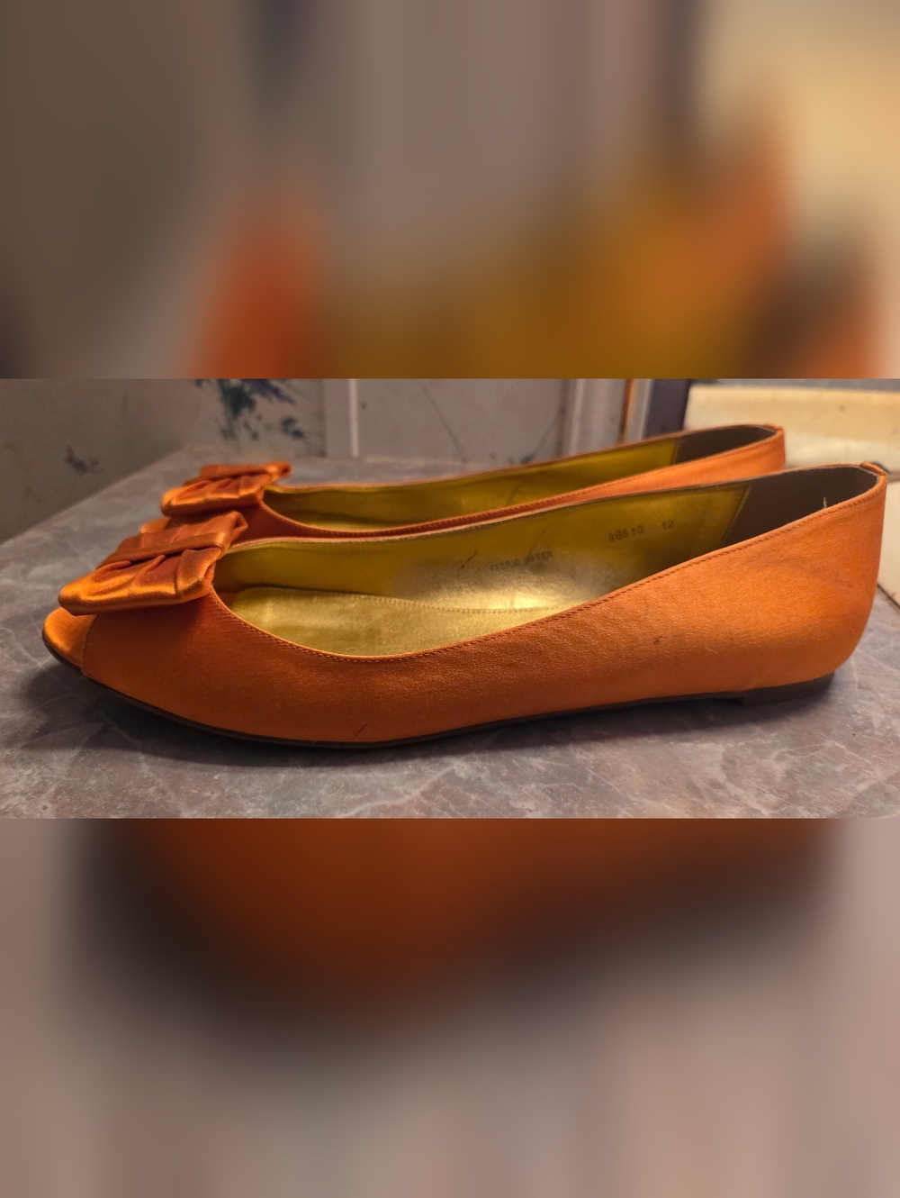 J. Crew Orange Satin Peep-Toe Bow Flats - Picture 4 of 6
